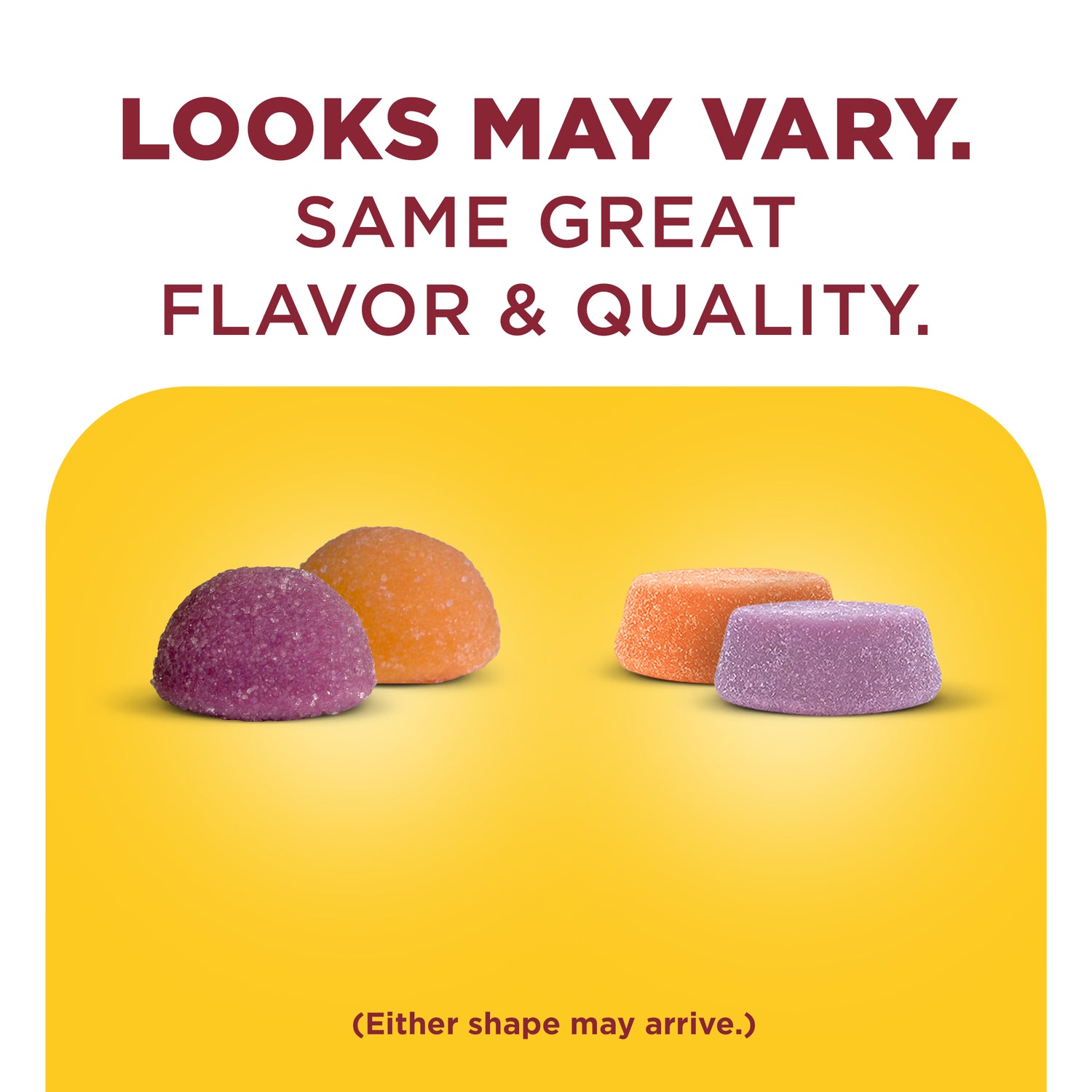 Calcium Gummies 500 mg per serving with Vitamin D3 | Nature Made Calcium + D3 Gummies showing old and new gummy shapes with same quality and flavor